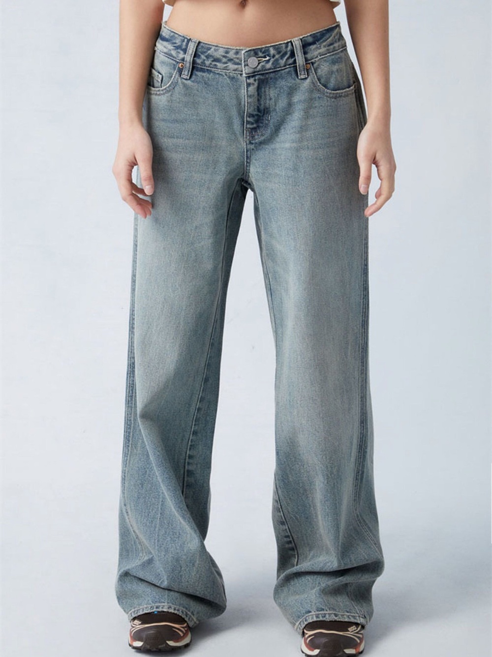 Pacsun Light Blue Distressed Low Rise Baggy Women’s Jeans